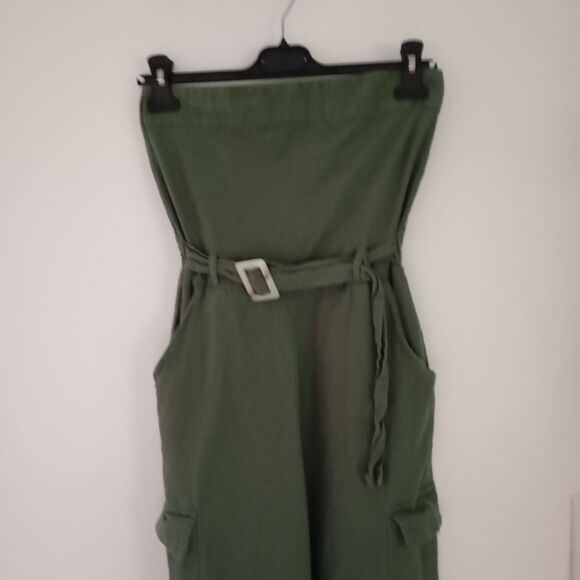 Sim y Sam Long Strapless Jumpsuit Size XS Olive Green Color - Picture 3 of 14